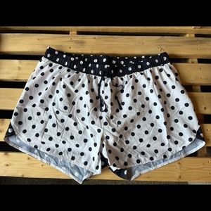 Navy and Whit Polka Dot Running Workout Athletic Shorts With Liner